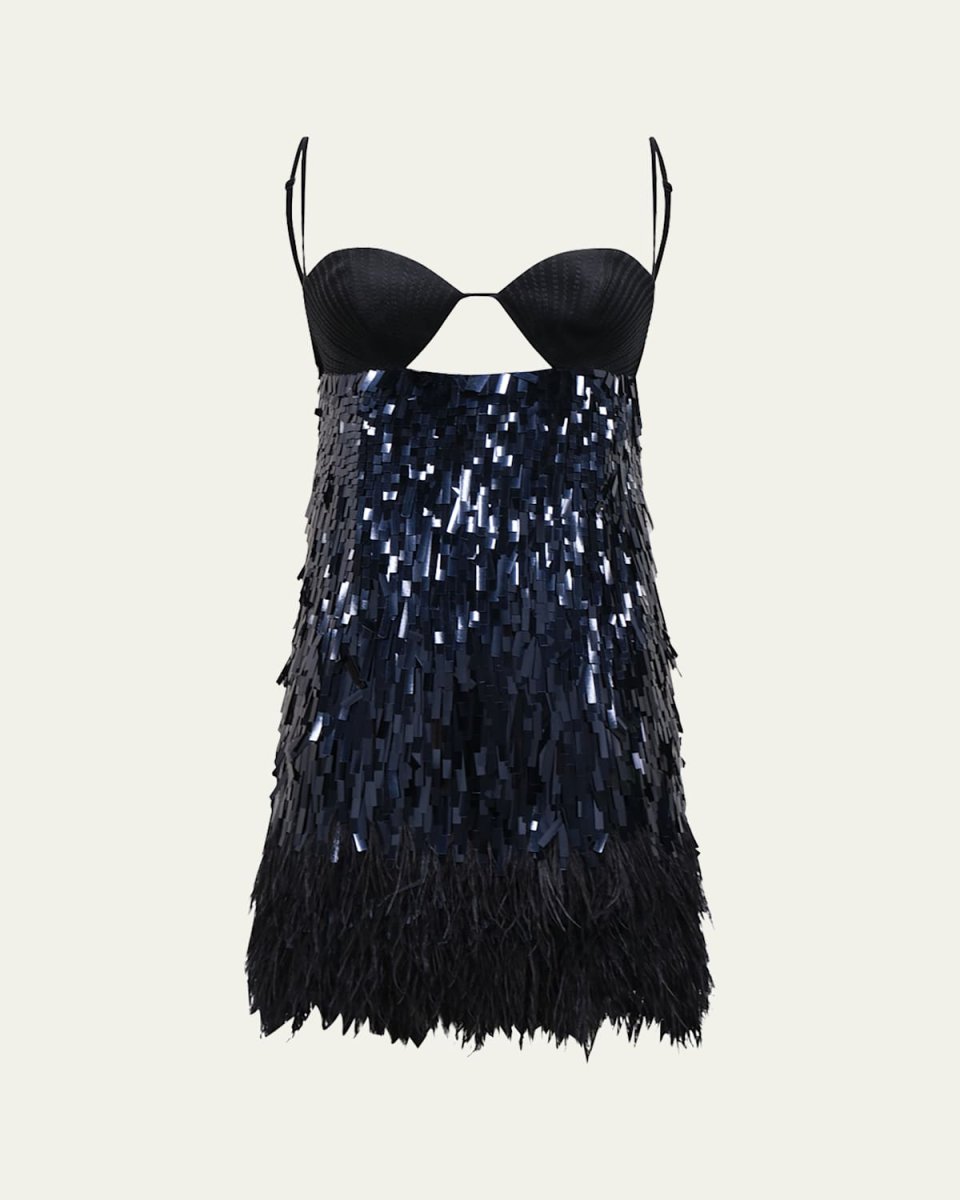 Abordando Suenos Sequined Fringe Mini Dress
